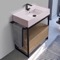 Modern  Console Vanity, Pink Ceramic Sink, 35